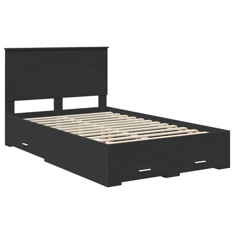 vidaXL Bed Frame with Headboard Black 135 x 190 cm Engineered Wood