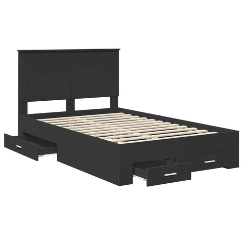 vidaXL Bed Frame with Headboard Black 135 x 190 cm Engineered Wood