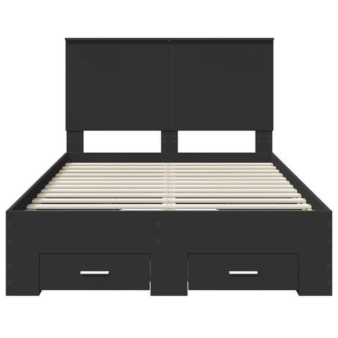 vidaXL Bed Frame with Headboard Black 135 x 190 cm Engineered Wood