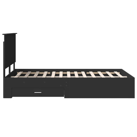 vidaXL Bed Frame with Headboard Black 135 x 190 cm Engineered Wood