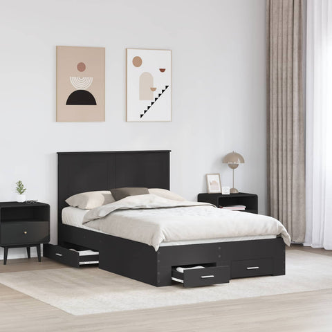 vidaXL Bed Frame with Headboard Black 120 x 190 cm Engineered Wood