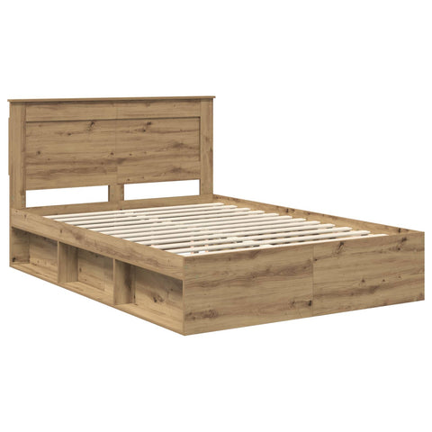 vidaXL Bed Frame with Drawer Artisian Oak 150 x 200 cm Solid Pine Wood