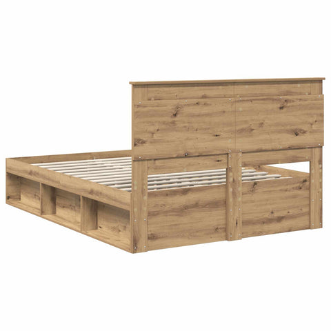 vidaXL Bed Frame with Drawer Artisian Oak 150 x 200 cm Solid Pine Wood