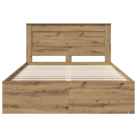 vidaXL Bed Frame with Drawer Artisian Oak 150 x 200 cm Solid Pine Wood