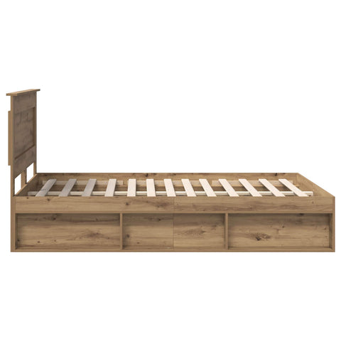 vidaXL Bed Frame with Drawer Artisian Oak 150 x 200 cm Solid Pine Wood