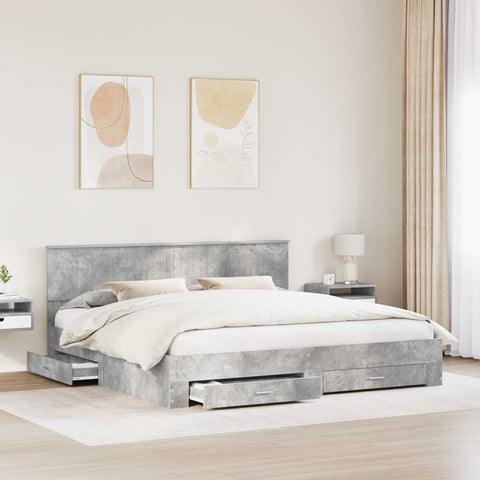 vidaXL Bed Frame Concrete Grey 200 x 200 cm Engineered Wood