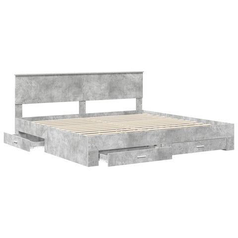 vidaXL Bed Frame Concrete Grey 200 x 200 cm Engineered Wood