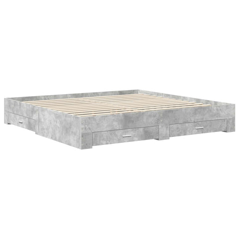 vidaXL Bed Frame Concrete Grey 200 x 200 cm Engineered Wood