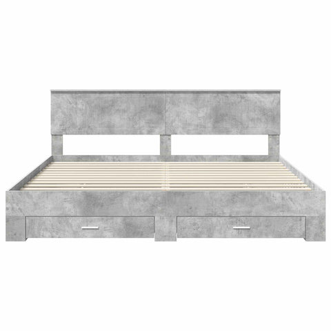 vidaXL Bed Frame Concrete Grey 200 x 200 cm Engineered Wood