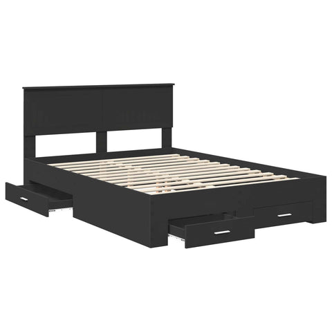 vidaXL Bed Frame with Headboard Black 135 x 190 cm Engineered Wood