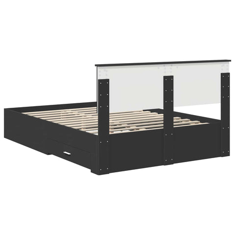 vidaXL Bed Frame with Headboard Black 135 x 190 cm Engineered Wood