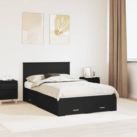 vidaXL Bed Frame with Headboard Black 120 x 190 cm Engineered Wood