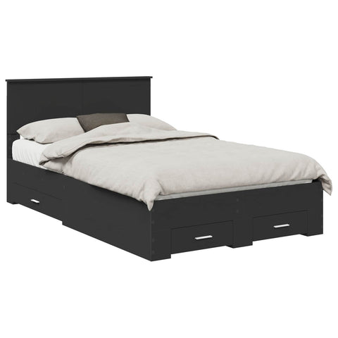 vidaXL Bed Frame with Headboard Black 120 x 190 cm Engineered Wood