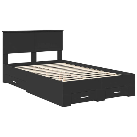 vidaXL Bed Frame with Headboard Black 120 x 190 cm Engineered Wood