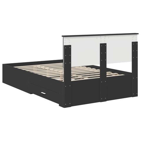 vidaXL Bed Frame with Headboard Black 120 x 190 cm Engineered Wood