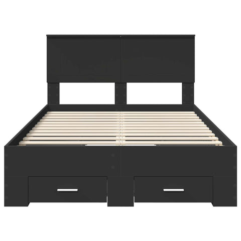 vidaXL Bed Frame with Headboard Black 120 x 190 cm Engineered Wood