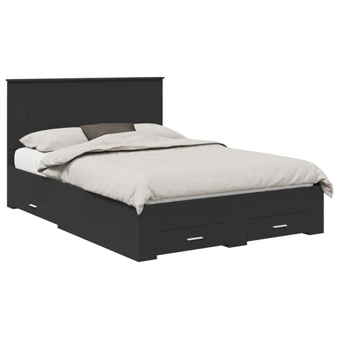 vidaXL Bed Frame with Headboard Black 135 x 190 cm Engineered Wood