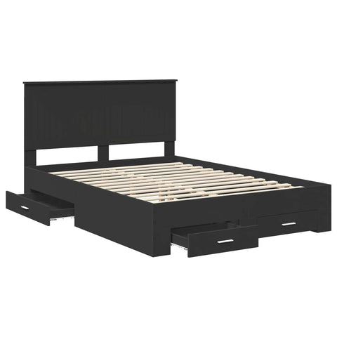 vidaXL Bed Frame with Headboard Black 135 x 190 cm Engineered Wood
