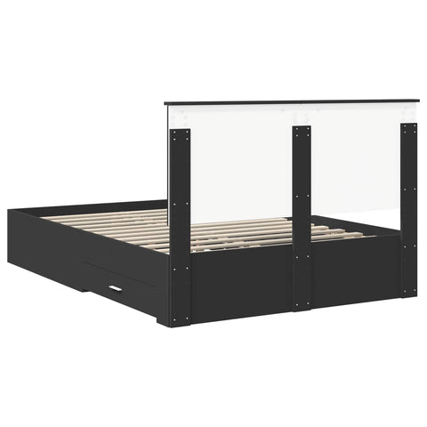 vidaXL Bed Frame with Headboard Black 135 x 190 cm Engineered Wood