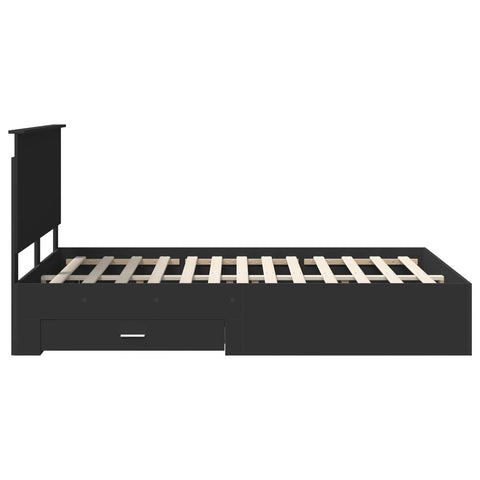 vidaXL Bed Frame with Headboard Black 135 x 190 cm Engineered Wood