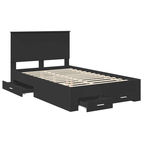 vidaXL Bed Frame with Headboard Black 120 x 190 cm Engineered Wood