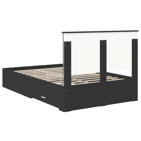 vidaXL Bed Frame with Headboard Black 120 x 190 cm Engineered Wood