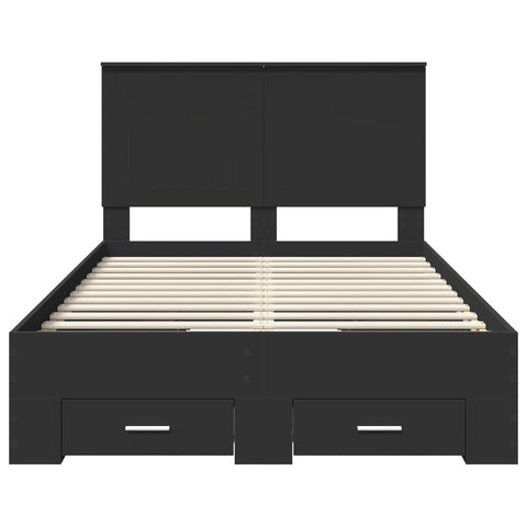 vidaXL Bed Frame with Headboard Black 120 x 190 cm Engineered Wood
