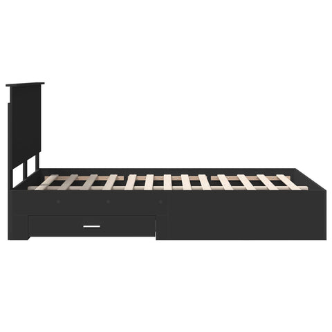 vidaXL Bed Frame with Headboard Black 120 x 190 cm Engineered Wood