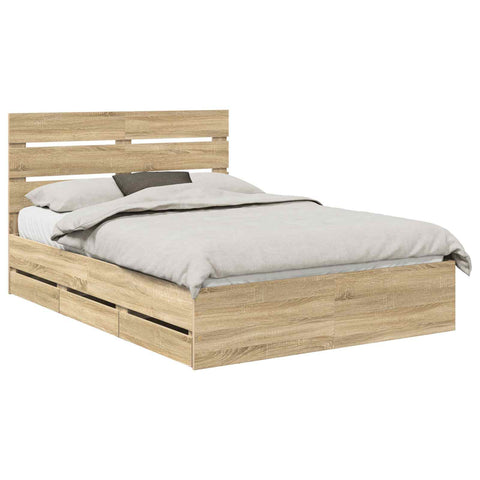 vidaXL Bed Frame with Drawer Sonoma Oak 160 x 200 cm Engineer Wood
