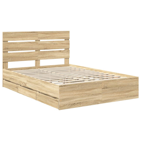 vidaXL Bed Frame with Drawer Sonoma Oak 160 x 200 cm Engineer Wood