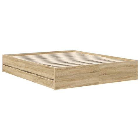 vidaXL Bed Frame with Drawer Sonoma Oak 160 x 200 cm Engineer Wood