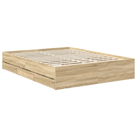 vidaXL Bed Frame with Drawer Sonoma Oak 150 x 200 cm Engineer Wood