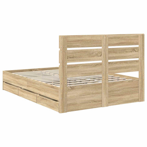 vidaXL Bed Frame with Drawer Sonoma Oak 150 x 200 cm Engineer Wood