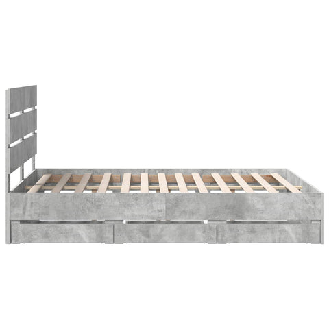 vidaXL Bed Frame with Drawer Concrete Grey 150 x 200 cm Engineer Wood