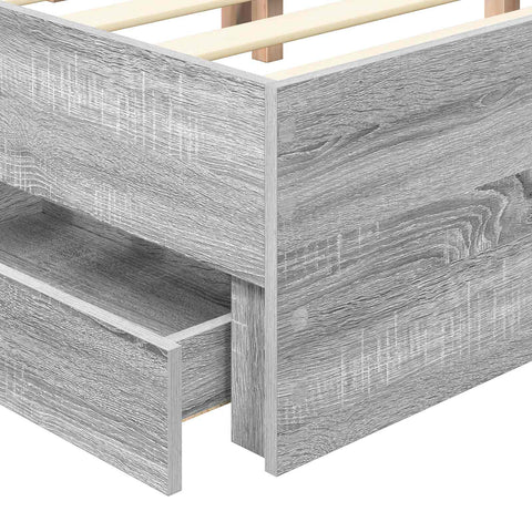 vidaXL Bed Frame with Drawer Grey Sonoma 150 x 200 cm Engineer Wood