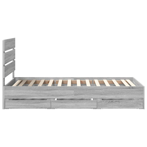 vidaXL Bed Frame with Drawer Grey Sonoma 90 x 190 cm Engineer Wood