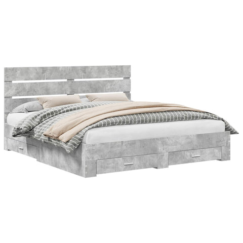 vidaXL Bed Frame Concrete Grey 180 x 200 cm Engineered Wood