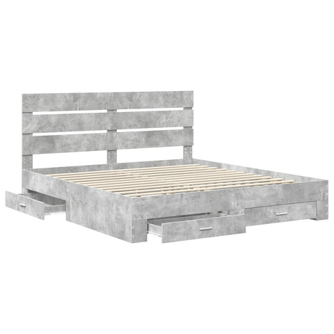 vidaXL Bed Frame Concrete Grey 180 x 200 cm Engineered Wood