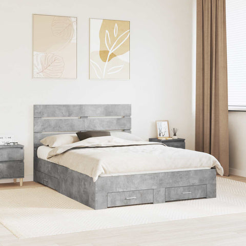 vidaXL Bed Frame Concrete Grey 160 x 200 cm Engineered Wood