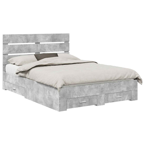 vidaXL Bed Frame Concrete Grey 160 x 200 cm Engineered Wood