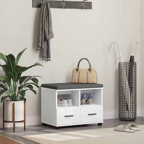 vidaXL Hall Bench with Cushion with Drawer White 60 x 38 x 46 cm