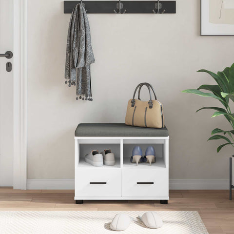 vidaXL Hall Bench with Cushion with Drawer White 60 x 38 x 46 cm