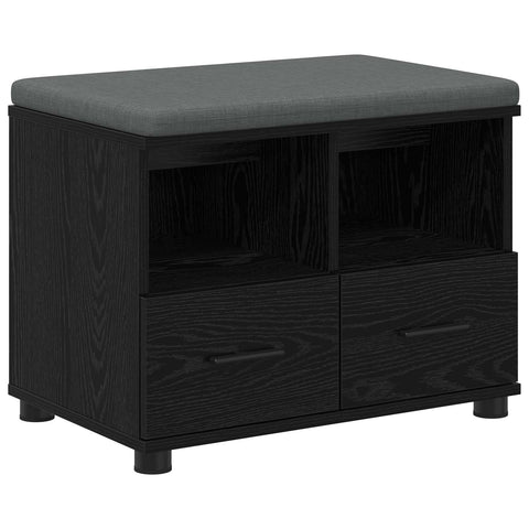 vidaXL Hall Bench with Cushion with Drawer Black Oak 60 x 38 x 46 cm