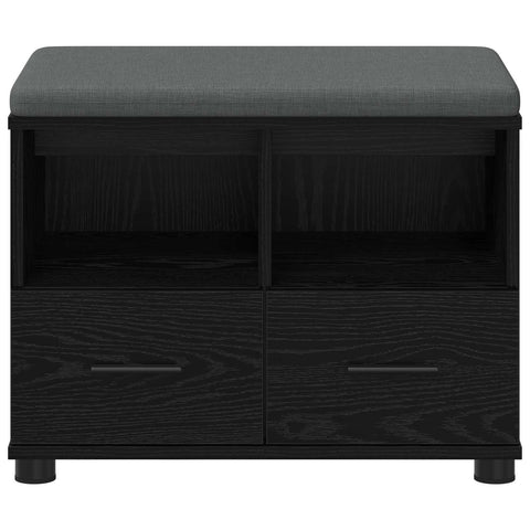 vidaXL Hall Bench with Cushion with Drawer Black Oak 60 x 38 x 46 cm