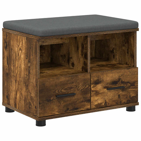 vidaXL Hall Bench with Cushion with Drawer Smoked Oak 60 x 38 x 46 cm