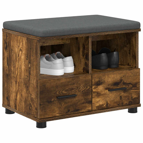 vidaXL Hall Bench with Cushion with Drawer Smoked Oak 60 x 38 x 46 cm
