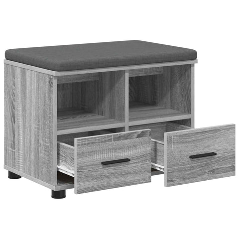 vidaXL Hall Bench with Cushion with Drawer Grey Sonoma 60 x 38 x 46 cm