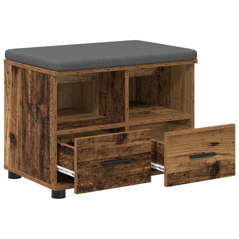 vidaXL Hall Bench with Cushion with Drawer Old Wood 60 x 38 x 46 cm