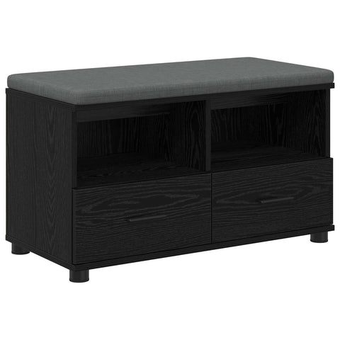 vidaXL Hall Bench with Cushion with Drawer Black Oak 80 x 38 x 46 cm