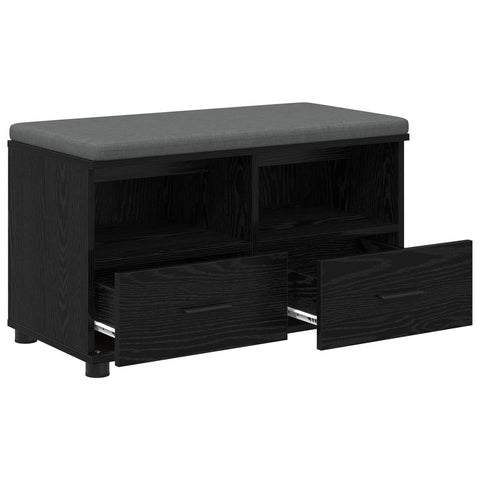 vidaXL Hall Bench with Cushion with Drawer Black Oak 80 x 38 x 46 cm